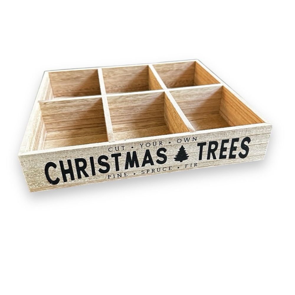 Target Wood Crate Christmas Trees Tray NWT